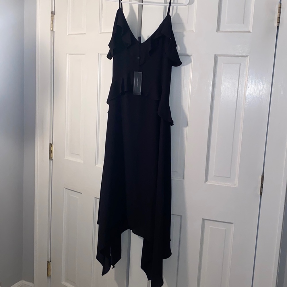 BCBG asymmetrical hem Black dress size SMALL -NWT